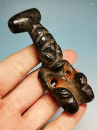 Decoratieve beeldjes ongebruikelijke zwart ijzeren meteoriet Alien Warrior Amulet Sign Hongshan Culture Rare AD4