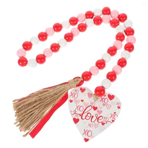 Decoratieve beeldjes Valentijnsdag Love Tag Valentijns -Valentines Bead Garland Decor Hanging Decoratie Ornament Huishoudig HOUTE HOUD KRADED ROON