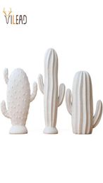 Figuras decorativas VILEAD, Cactus de cerámica nórdico, decoración de escritorio, artesanías de plantas creativas europeas, oficina, dormitorio, sala de estar Dec4915348