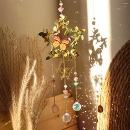 Figurines décoratives vigne enrouler papillon cristal vont carillon étoile lune suspendue arc-en-ciel chaser ratateur de rêve de jardin à la maison décor windchimes