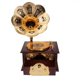 Figurines décoratines Box vintage Style classique gramophone phonograph Shape Trumpet corne bijoux artisanat ornements pour la maison de la chambre à coucher