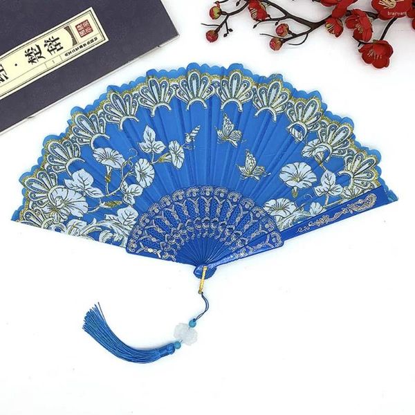 Figuras decorativas Niños vintage Fan plegable Elegante Seda China Floral Butterfly Fans para bodas Partes Dances Danza de lujo