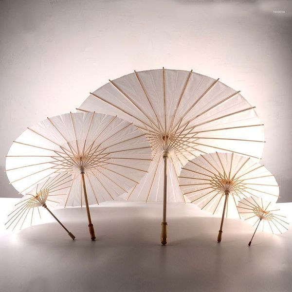 Figuras decorativas para sombrillas de papel chino para la decoración de la boda mini parasol dance accesorios de pintura en blanco bricolaje japonés