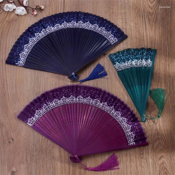 Figuras decorativas Color Vintage Cambiando Crown Plegable Fan de la mano Fashion Fashion Lace Japanes