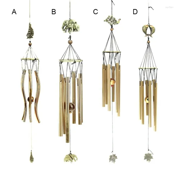 Figuras decorativas Chimes de viento de cobre vintage Metal 6 Tubo Grace Profunda de viento de viento Campanas Resonante Decoración de la pared de la pared colgante del hogar