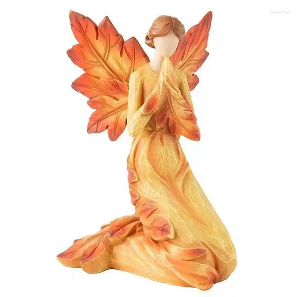 Figuras decorativas Estatuas de ángel de otoño vintage Resin Angels Figura pintada a mano fruta de escultura