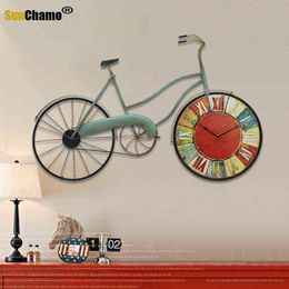 Figurines décoratives Vintage horloge murale Style méditerranéen décoratif décoration de la maison salon élégant créatif vélo pendentif pendaison de crémaillère cadeau