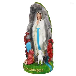 Decoratieve beeldjes Maagd Maria Standbeeld Tuinbeeldhouwwerk Buitensculptuur Katholiek harsbeeldje Beeldje met St. Bernadette en Lam