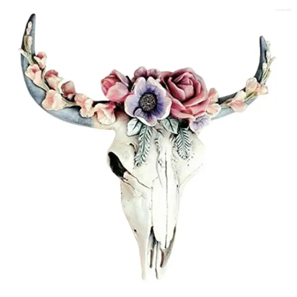 Figuras decorativas decoración de pared hermosas suculentas de resina/flor vaca cráneo colgante sala de estar fiesta