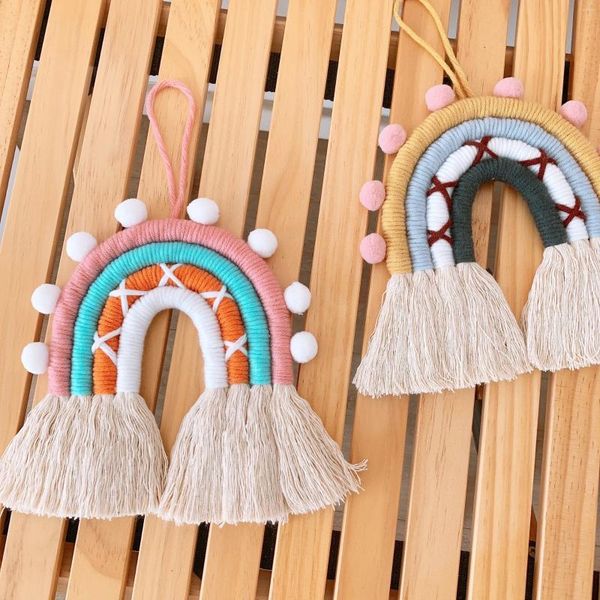 Figurines décoratives Décoration murale nordique maison pour enfants pendentif pendant arc-en-ciel tassel 27 19 cm ins girls décor kawaii enfants