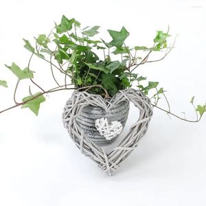 Decoratieve beeldjes muur hangende rieten harten ornamenten diy dubbele hart hartvormige hangers handgemaakte natuurlijke kunstmatige geweven kransen