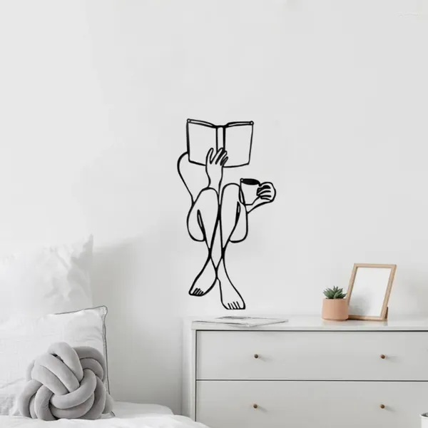 Figurines décoratines Ornement mural minimaliste Métalliste suspendu de silhouette féminine pour décoration de la maison