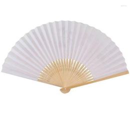 Decoratieve beeldjes Weddinghandventilatoren Paper Fan White Handheld Chinese bamboe vouwen voor vrijgezellenfeestje Party Supplies Home Decor