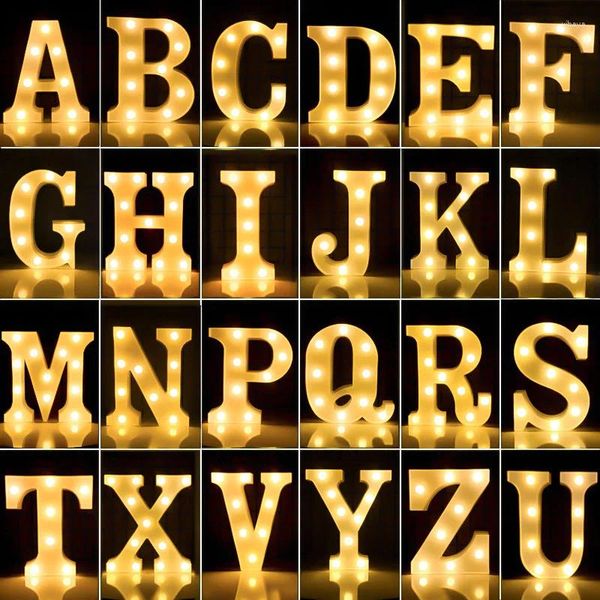 Figuras decorativas Nombre de la boda Letras del alfabeto Luces LED LED Número Luminoso Lámpara Noche Fiesta de la luz Decoración del dormitorio del bebé Inicio del dormitorio