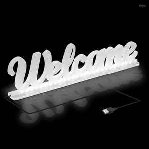 Figurines décoratives Bienvenue LED Néon Acrylique Signe Lumineux Portable Et Réutilisable Entreprise Pour Café Magasins El