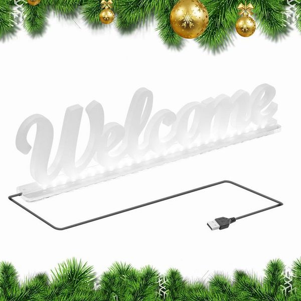 Figuritas decorativas, letreros de luz de neón de bienvenida, letrero LED acrílico, luces de barra brillantes resistentes al desgaste, decoración para