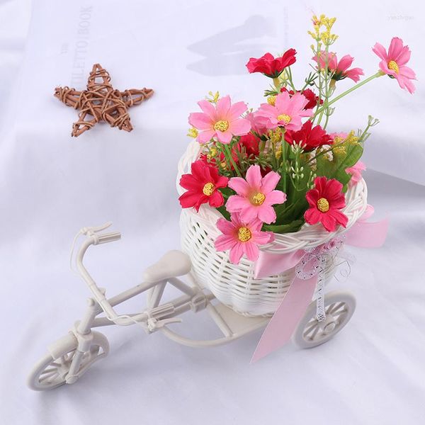 Figurines décoratives blanc fleur panier conteneur plante maison Vase mariage vélo Tricycle mariage décoration