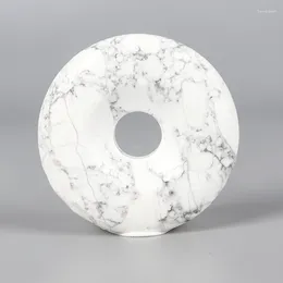 Figurines décoratives Hurlite Blanc 45 mm Donut Pendant Pendre à main sculptée Crystal Crystal Craft Souvenir Bijoux