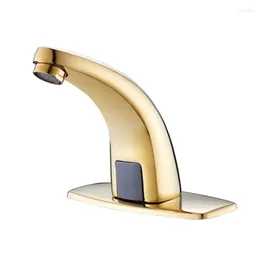 Figurines décoratines Bathroom Wholen Golden Automatic Sensor Basin Faucet Auto Smartless Water Water Tap