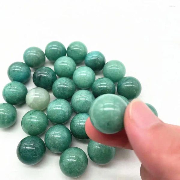 Figurines décoratives en pierre de guérison, boules de cristal polies de 20MM, Mini sphères d'aventurine verte naturelles, vente en gros, 10 pièces