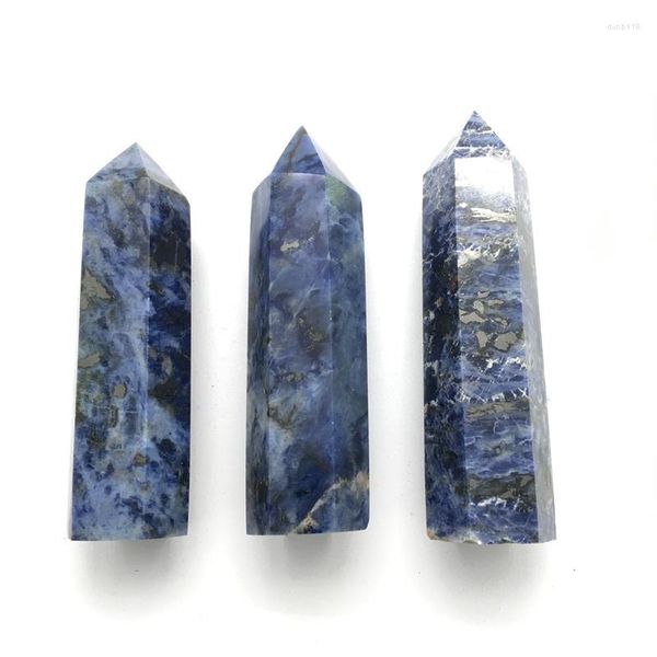 Figurines décoratives en gros naturel bleu Sodalite cristal Point flèche baguette de guérison Quartz pilier Points pour accessoires pour la maison