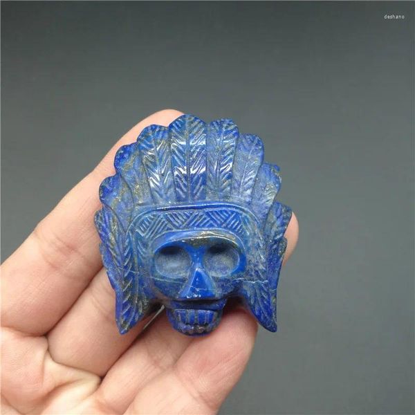 Figuras decorativas Tallado natural al por mayor calaveras de lazuli pulidos para curación LA2078