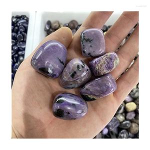 Figuras decorativas al por mayor de cristales de curación naturales pulidos Púrpura Piedra caído para decoraciones navideñas