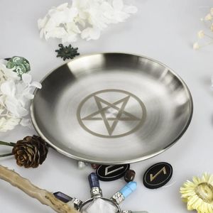 Decoratieve beeldjes Wicca Pentagram Altaar Kaars Wierook Astrologie Maan Ster Fase Zilveren Houder Metatron Kandelaar Plaat Sieraden Schotel