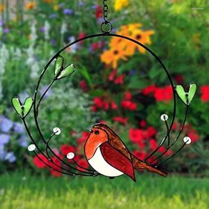 Figurines décoratives suspendues pour fenêtre, décoration de printemps, attrape-soleil d'oiseau multicolore, peintes durables