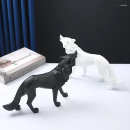 Figurines décoratives Loup Wolfhound Éléphant Résine Sculpture Figurine Statue Bureau Décoration de La Maison Ornements Bureau Fait À La Main Artisanat Moderne