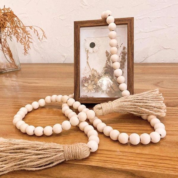 Figurines décoratines Berge en bois Macrame de rotin bricolage Rustique Country Mur de campagne suspendue Garlands Kits Tassels Boho Gift Natural Style Home