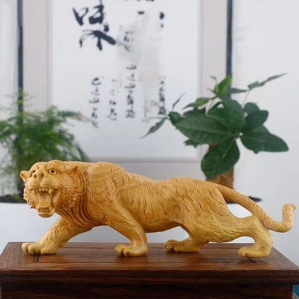 Figurines décoratives sculpture sur bois Animal tigre petite Statue Art solide dominateur maison chambre bureau décoration ornements livraison gratuite