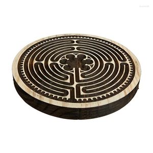 Decoratieve beeldjes Wood Finger Labyrinth Chartres Carving Board Meditatietools voor en gebed