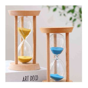 Figuritas decorativas Vidrio de madera Reloj de arena de 60 minutos Temporizador Escritorio antiguo Accesorios de decoración del hogar Mordern Student Rustic Kids Room Home Decor