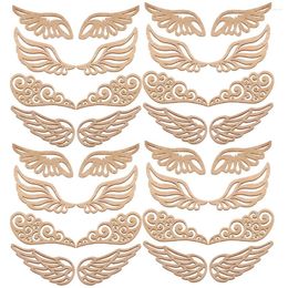 Decoratieve beeldjes Houten vleugels Uitsnijdingen Engelenvleugel Vorm Ornament Versiering DIY Tags Natuurlijke chip geperforeerde patch