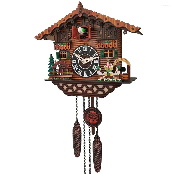 Figurines décoratives, horloge murale en bois, alarme d'oiseau, horloge coucou pour la maison, décoration de chambre d'enfant