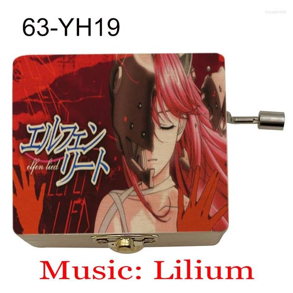 Figuras decorativas Impresión en color de madera Lilium Anime Elfen Lied Caja de música para novia esposa Fans Año Regalos de Navidad Niños Niñas Juguete