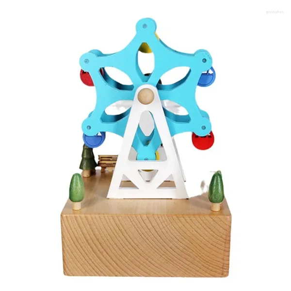 Figurines décoratives Boîte de musique de roue colorée en bois - un cadeau personnalisé pour votre fille petite-fille anniversaires parfait durables