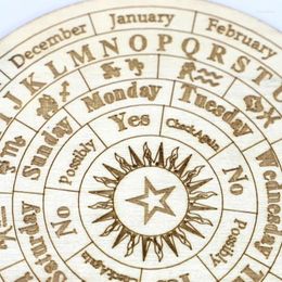 Figurines décoratines Panneau de pendule de divination en bois avec étoile pour l'astrologie sculptée du soleil Dowshing Message métaphysique Plaque ronde Witchcraft