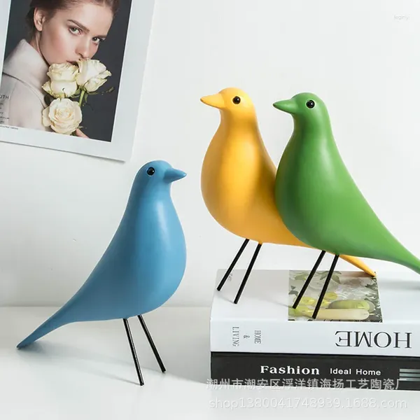 Figuras Decorativas Eames De Madera Adornos De Pájaros Estatuilla De Paloma Artificial Moderna Estatua Ceative Regalo De Vacaciones Sala De Estar Decoración De Jardín