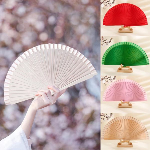 Figuras decorativas Ventilador plegable de madera para fiesta de bodas Vintage China Bamboo Dance Craft Hanfu Accesorios de ropa