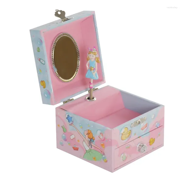 Figuritas decorativas, caja de música de madera, joyería para niñas, juguetes de almacenamiento para niños, regalos de Navidad, decoración de Halloween