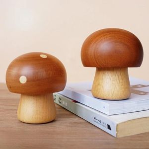 Figurines décoratives en bois, boîte à musique, ornements, champignon tournant, faits à la main, cadeau d'anniversaire pour filles, jouets pour enfants