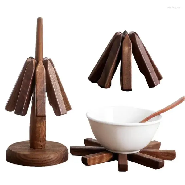 Figuras decorativas Mostín de madera Mostín para aislamiento de la mesa Aislamiento de nuez Mada maciza Cocina de almohadilla