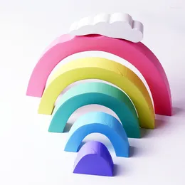 Decoratieve beeldjes houten regenboogstapels blokken kinderkamer deocratie ornamenten kleurrijke stocker kous speelgoed voor kinderen