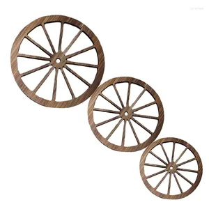 Decoratieve beeldjes houten wagenwieldecoraties oude westerse muurhangen wielen voor thuis