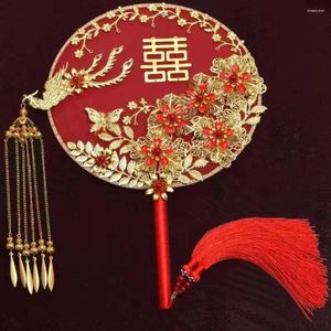 Xiuhe – figurines décoratives, éventail de groupe de mariée, Style ancien, produit fini manuel, vêtements festifs Tuan, main ronde