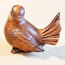 Figurines décoratives Y8537 - 20 ans 2" Netsuke en buis sculpté à la main : bel oiseau