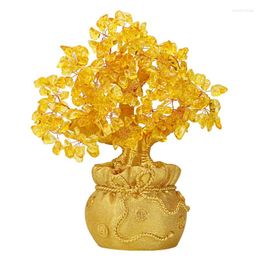 Decoratieve beeldjes gele kristal creatieve citrien Lucky Tree Chinese feng shui geld fortuin voor desktop ornament Home Decors