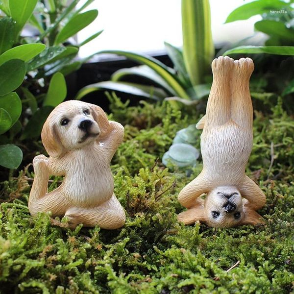 Figuritas decorativas Yoga perro flor arreglo maceta decoración patio jardín resina simulación Animal maceta enchufe